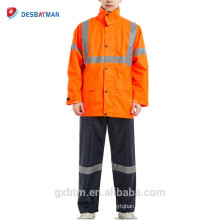 Chaqueta de lluvia reflectante de alta visibilidad Motocicleta Impermeable Chaqueta de seguridad Hi Vis Chaleco reflectante con capucha